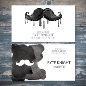 Black Ink Moustache Barber Shop Card BC133