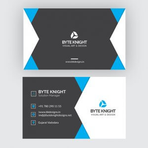 Black and white business card with blue details vc159