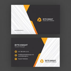 Black business card with orange details vc161