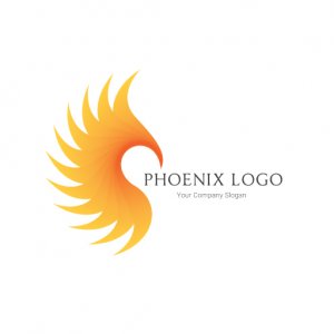 Yellow And Orange Phoenix silhouette logo PS101